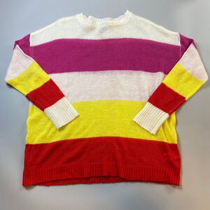 Moon & Madison Sweater Womens Medium Striped Color Block Indie Bright Soft Thin